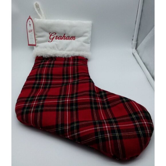 Pottery Barn Kids Graham Tartan Plaid Stocking Holiday Christmas Quilted Xmas - Picture 9 of 9